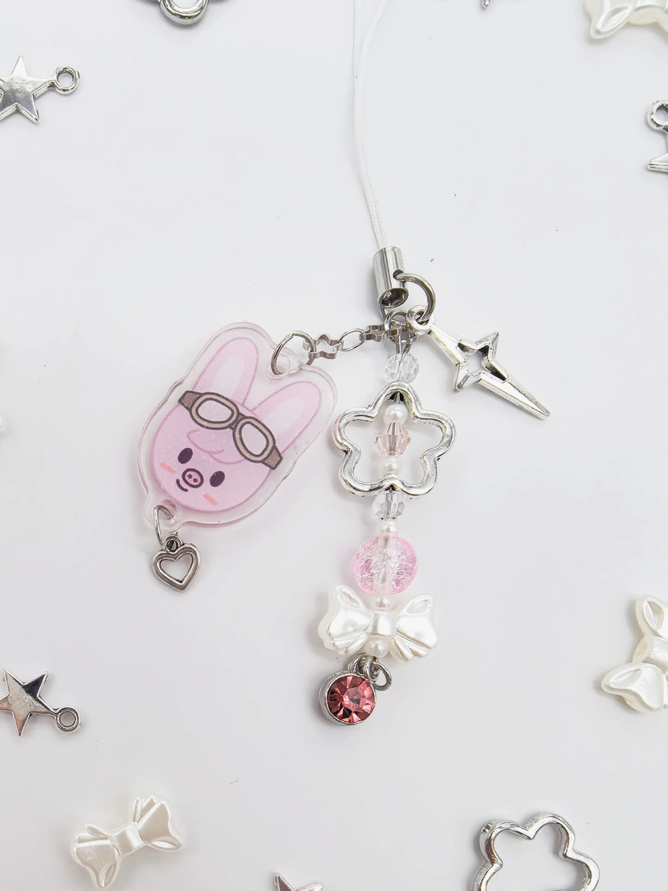 Kawaii bow skz kids inspired keychain, stray children's acrylic accessories jewelry, k-pop Y2K creative gifts