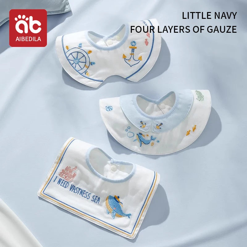 3pcs Ins Korea New Cotton Baby Bib Embroidery Bib Baby Drool Towel Boys and Girls Drool Pocket Waterproof Baby Kleding Jongen