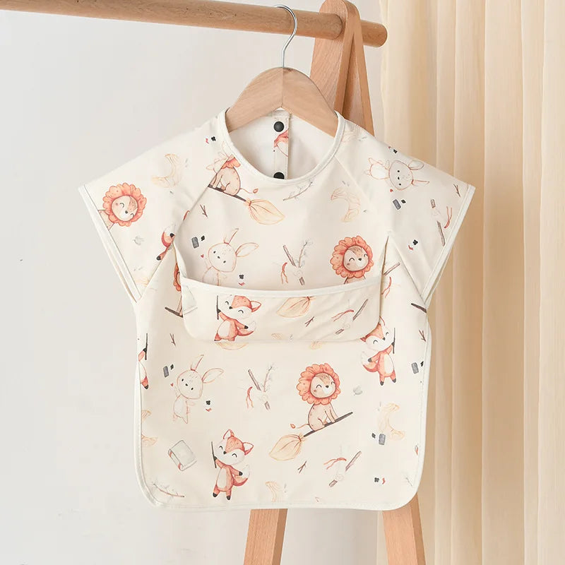 Newborn Baby Bibs Blouse Waterproof No-sleeved Reverse Dressing Infant Eating Clothes Apron Bib Protective Clothing