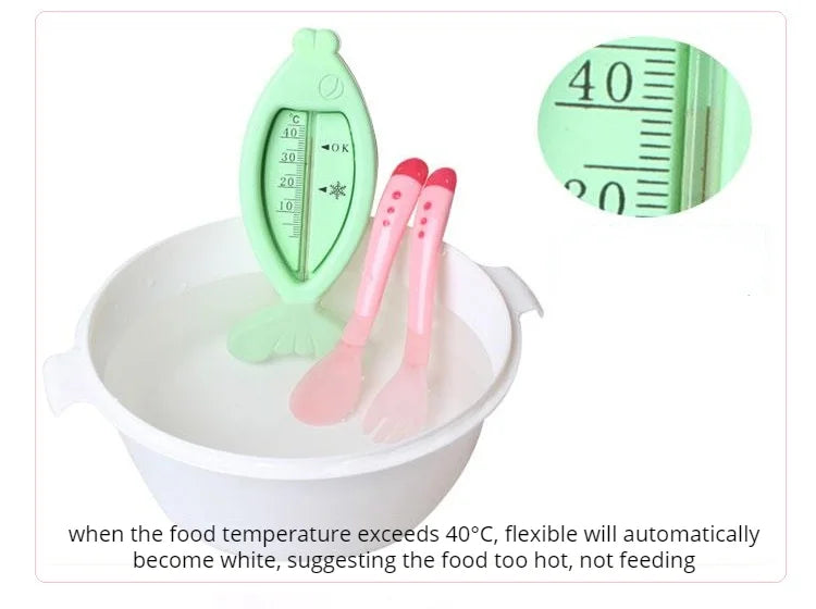 Baby Temperature Sensing Spoon Fork Set for Newborn Children Safety Flatware Solid Feeding Anti Scald Spoons Feeder Utensils