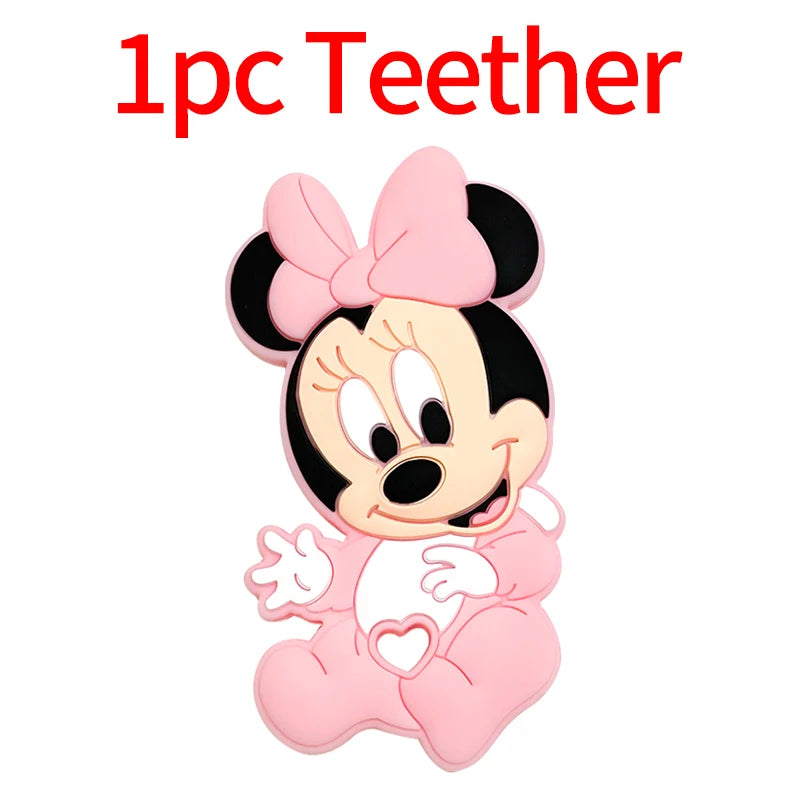 1/3/10pcs New Cartoon Mickey Minnie Silicone Beads Teether Food-Grade Chewing Teeth Bead DIY Nipple Chain Jewelry Accessories