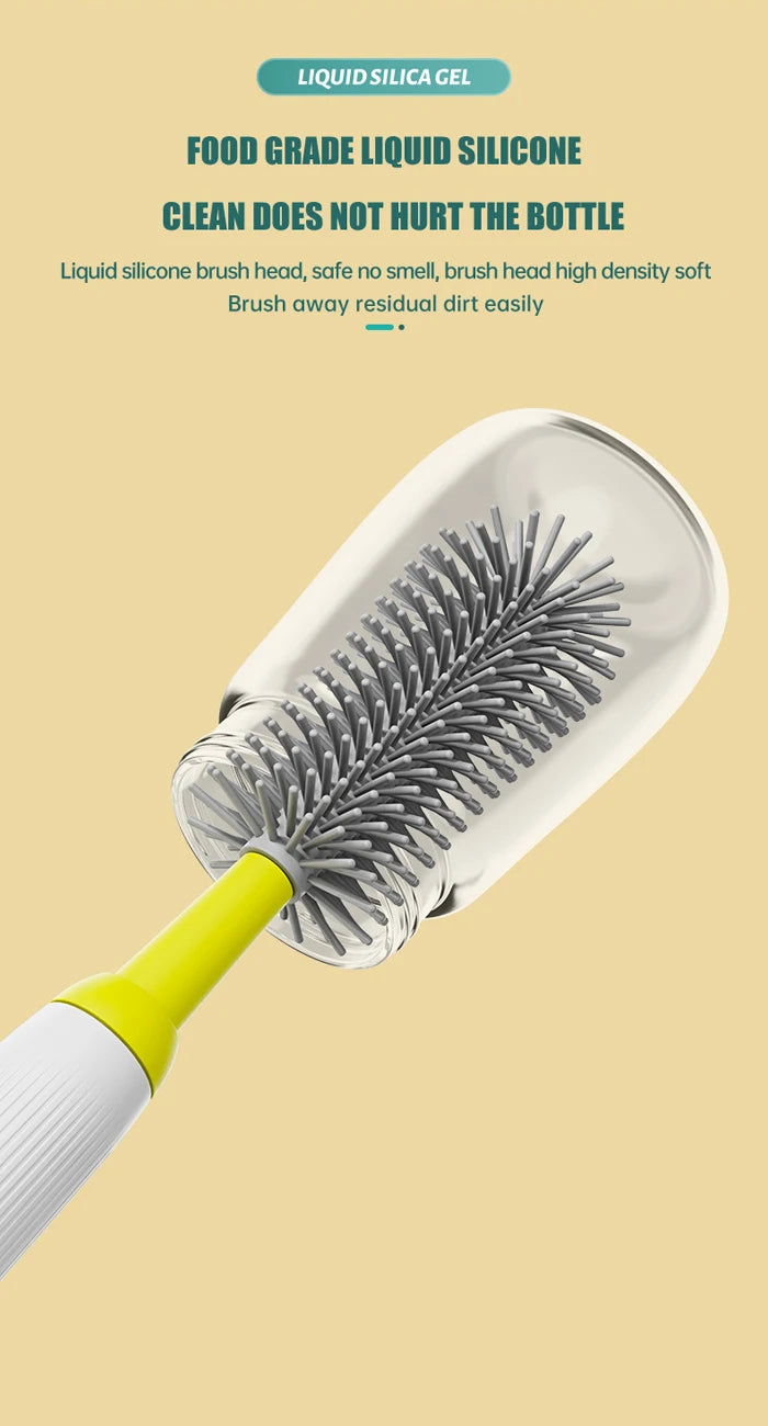 Electric 360 Degree Rotation 6 in 1 Silicone Baby Bottle Pacifier Brush Wash Water Cup Container Straw Cleaning Brush Set