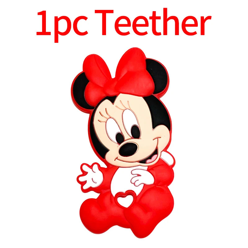 1/3/10pcs New Cartoon Mickey Minnie Silicone Beads Teether Food-Grade Chewing Teeth Bead DIY Nipple Chain Jewelry Accessories