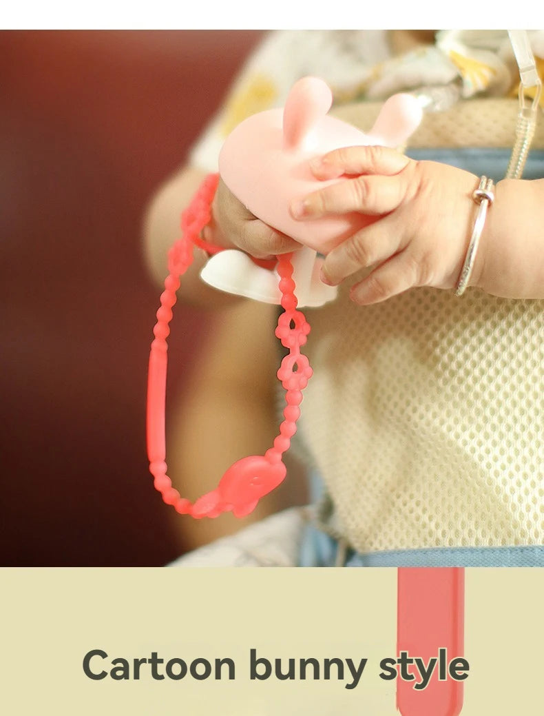 Baby Teething Toy with Music, Silicone Gum Soother Pacifier Clip, Anti-Loss Chain for Drool Relief & Sensory Development