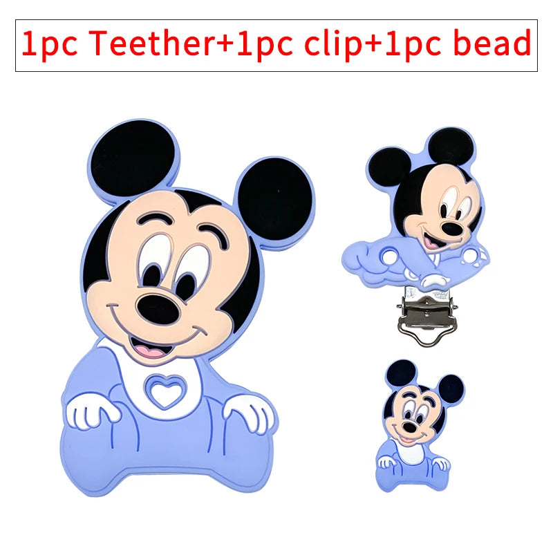 1/3/10pcs New Cartoon Mickey Minnie Silicone Beads Teether Food-Grade Chewing Teeth Bead DIY Nipple Chain Jewelry Accessories