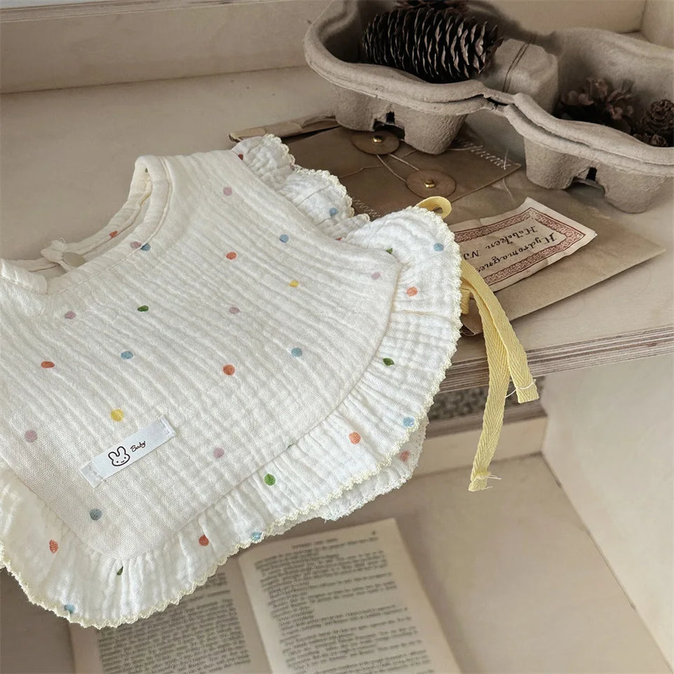 INS Style Baby Feeding Drool Bib Ruffle Floral Infants Lace Saliva Towel Soft Cotton Burp Cloth For Newborn Toddler Kids Bibs