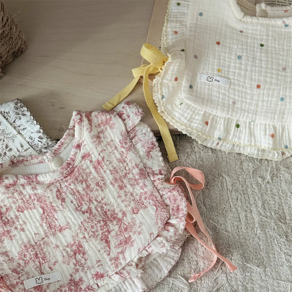 INS Style Baby Feeding Drool Bib Ruffle Floral Infants Lace Saliva Towel Soft Cotton Burp Cloth For Newborn Toddler Kids Bibs