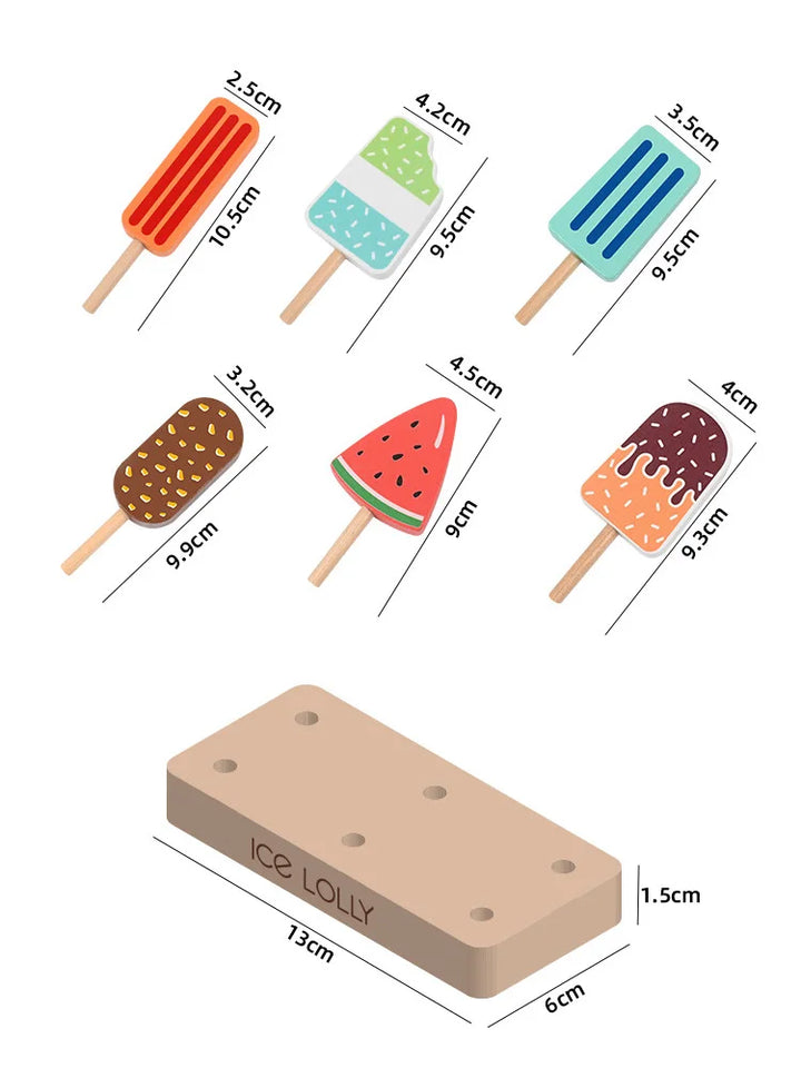 Wooden Ice Cream Counter Playset for Toddler Toys,  Montessori Pretend Play Food Toys Kitchen Accessories Early Learning AidsFV