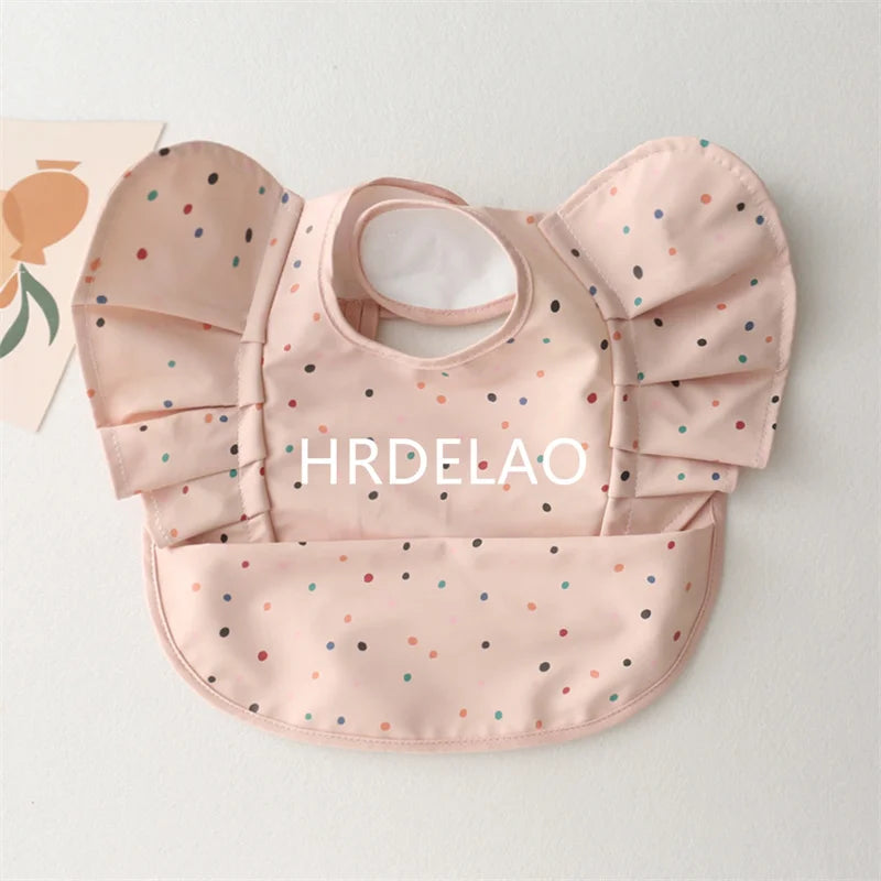 Baby Bibs INS Nordic Style Angel Feed Pocket Burp Girl Boy Infant Meals Bib Waterproof Easy Clean Cute Elephant Bib Soft PU Gift