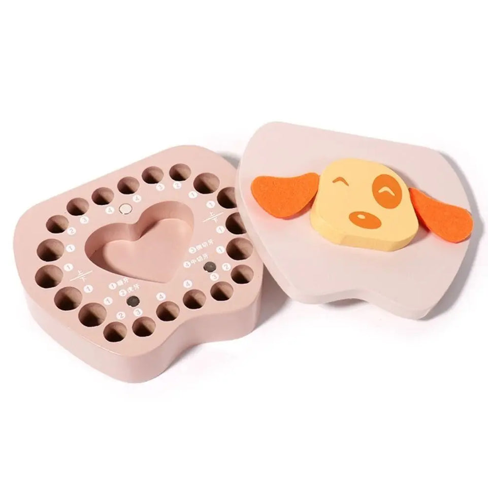 Souvenirs Cute Baby Tooth Box Cartoon Zodiac Breast Teeth Storage Case Wooden Collection Milk Teeth Organizer Newborn