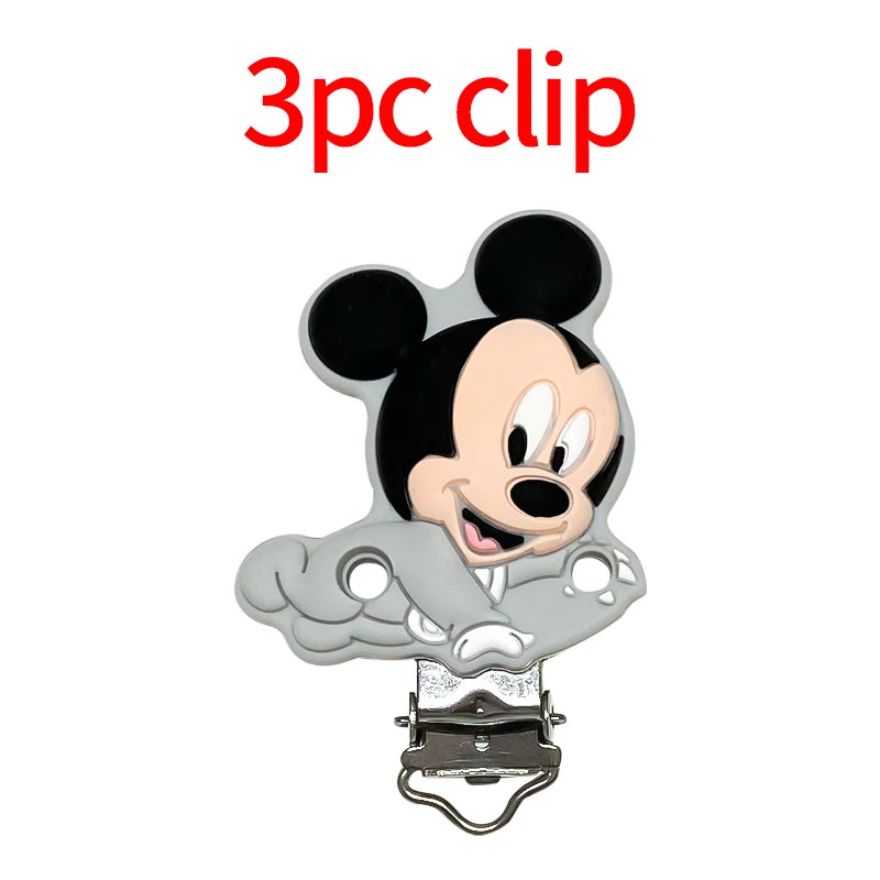 1/3/10pcs New Cartoon Mickey Minnie Silicone Beads Teether Food-Grade Chewing Teeth Bead DIY Nipple Chain Jewelry Accessories