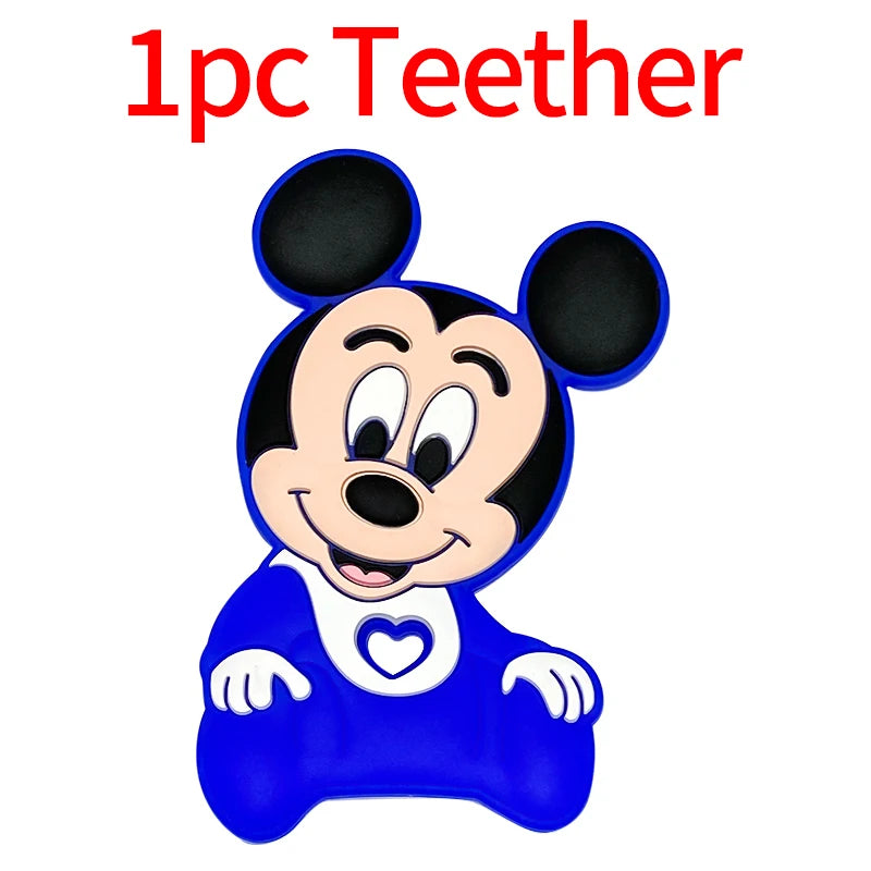 1/3/10pcs New Cartoon Mickey Minnie Silicone Beads Teether Food-Grade Chewing Teeth Bead DIY Nipple Chain Jewelry Accessories