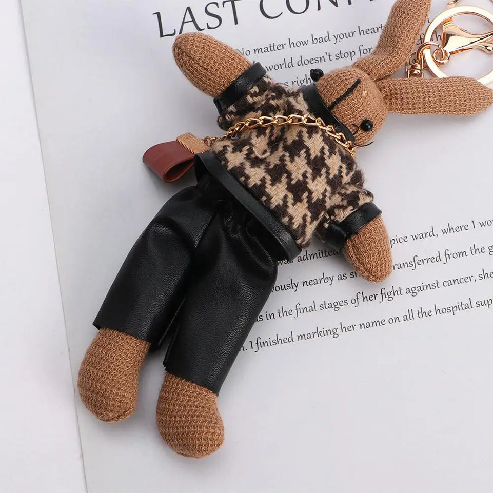 Boys Kids Animal Doll Pendant Cloth Bag Pendant Decoration Korean Style Key Ring Lady Rabbit Keychains Girls Car Accessories