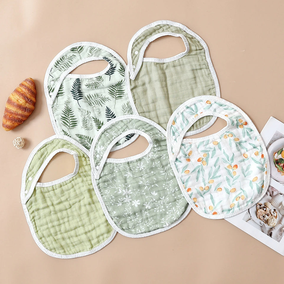 Kangobaby #My Soft Life# New 5pcs Set Breathable Bamboo Cotton Newborn Muslin Feeding Bib Antibacterial Baby Burp Cloth