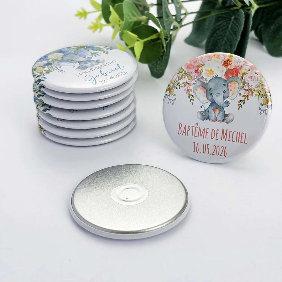 Baptism Souvenirs Baby Shower Party Favors Personalized Baby Elephant Fridge Magnets Girl Boy First Birthday Gifts for Guests