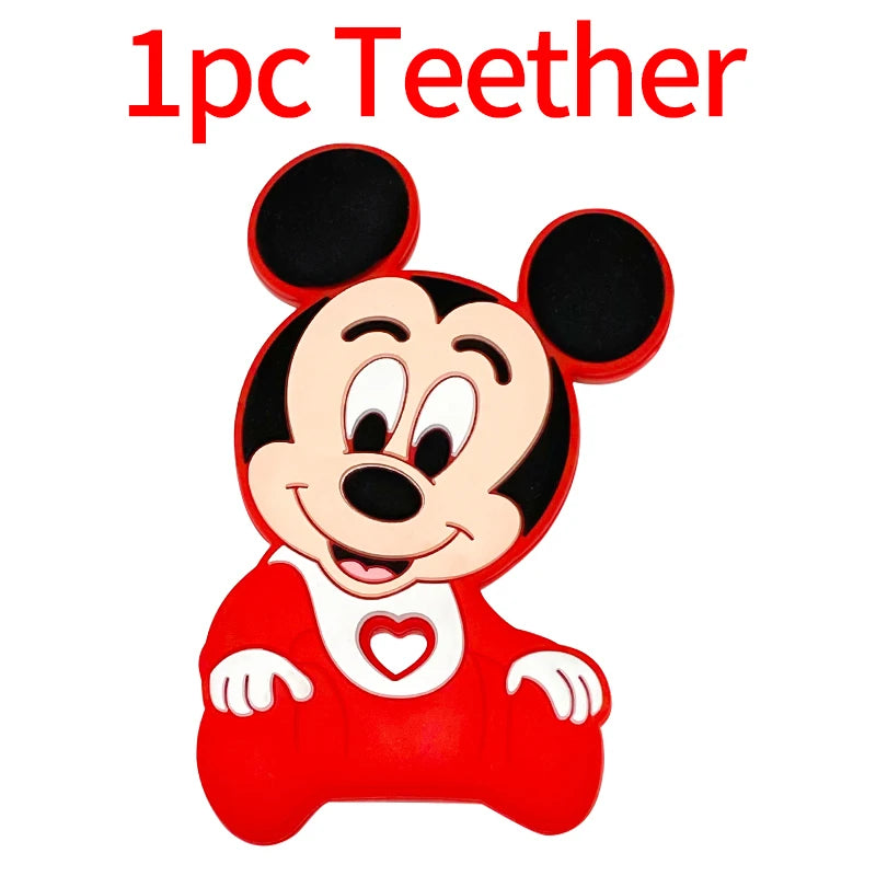 1/3/10pcs New Cartoon Mickey Minnie Silicone Beads Teether Food-Grade Chewing Teeth Bead DIY Nipple Chain Jewelry Accessories