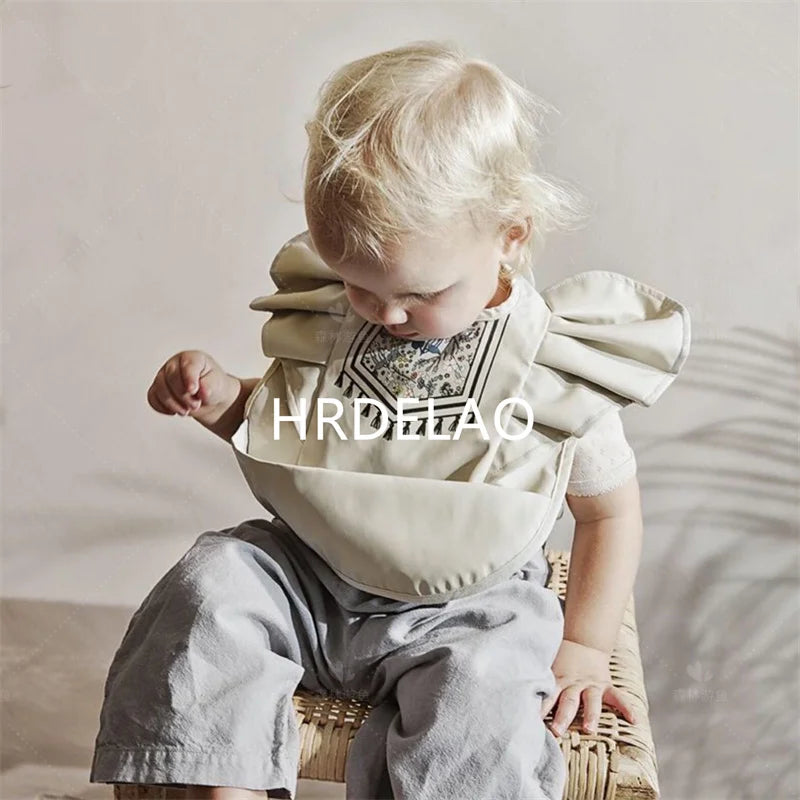 Baby Bibs INS Nordic Style Angel Feed Pocket Burp Girl Boy Infant Meals Bib Waterproof Easy Clean Cute Elephant Bib Soft PU Gift