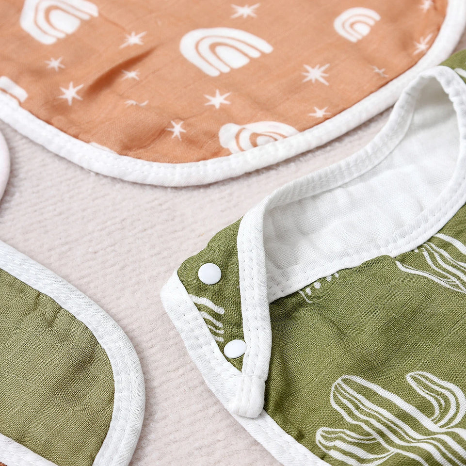 Kangobaby #My Soft Life# New 5pcs Set Breathable Bamboo Cotton Newborn Muslin Feeding Bib Antibacterial Baby Burp Cloth