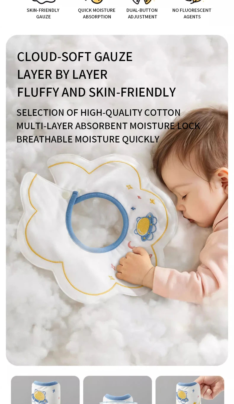 3pcs Ins Korea New Cotton Baby Bib Embroidery Bib Baby Drool Towel Boys and Girls Drool Pocket Waterproof Baby Kleding Jongen