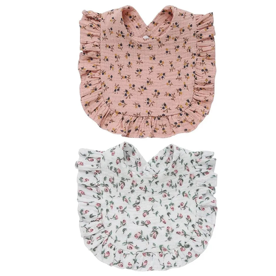 2pcs Newborn Bibs Infant Burp Cloths Baby Stuff Feeding Drool Bandana Saliva Towel Toddler Ruffle Floral Bib Baby Accessories