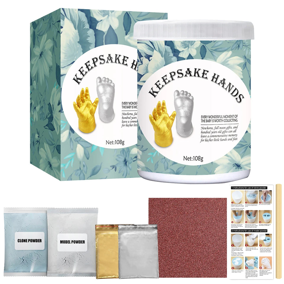 Baby souvenir hand and foot casting kit DIY plaster statue molding 3D hand print mold powder casting craft anniversary gift