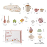 Wooden Children Montessori Toy Teapot Teacup Simulation Kitchen Utensil  BPA Free Silicone Kid Education Pretend Play Toy Gift