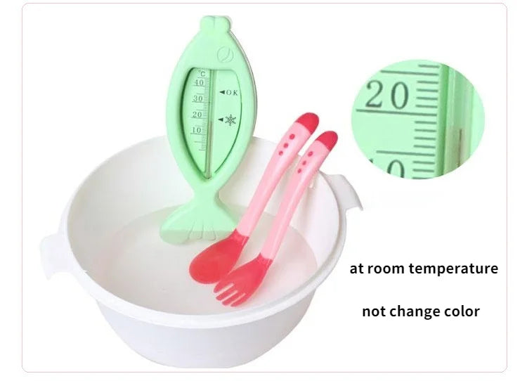 Baby Temperature Sensing Spoon Fork Set for Newborn Children Safety Flatware Solid Feeding Anti Scald Spoons Feeder Utensils