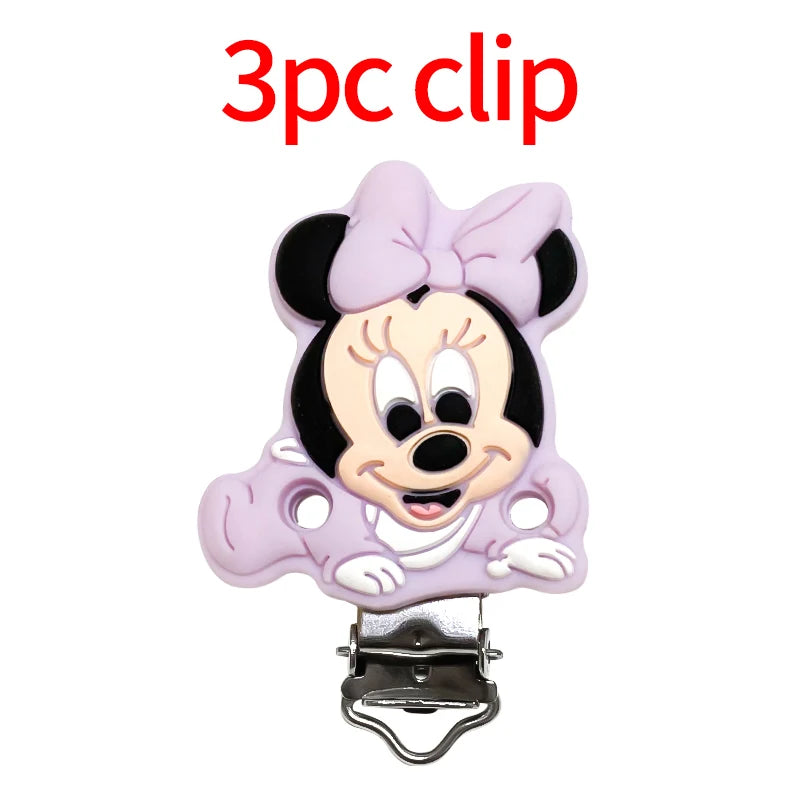 1/3/10pcs New Cartoon Mickey Minnie Silicone Beads Teether Food-Grade Chewing Teeth Bead DIY Nipple Chain Jewelry Accessories
