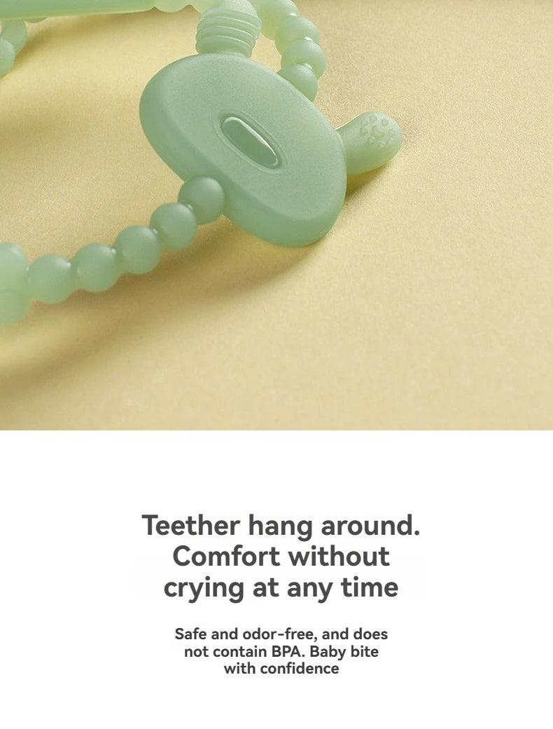 Baby Teething Toy with Music, Silicone Gum Soother Pacifier Clip, Anti-Loss Chain for Drool Relief & Sensory Development