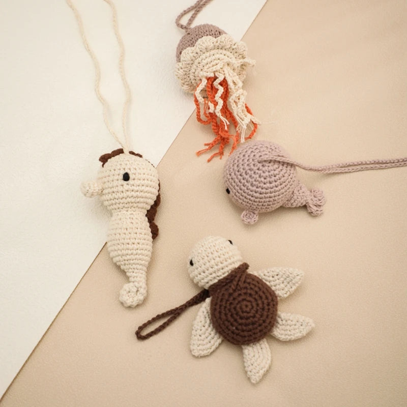 Baby Crochet Rattle Toys Rabbit Teether Toys Pacifier Chain Pendant Play Activity Gym Hanging Toys For Newborn Teething Toys