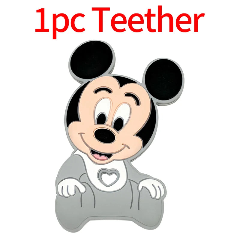 1/3/10pcs New Cartoon Mickey Minnie Silicone Beads Teether Food-Grade Chewing Teeth Bead DIY Nipple Chain Jewelry Accessories