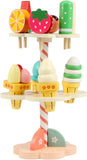 Wooden Ice Cream Counter Playset for Toddler Toys,  Montessori Pretend Play Food Toys Kitchen Accessories Early Learning AidsFV