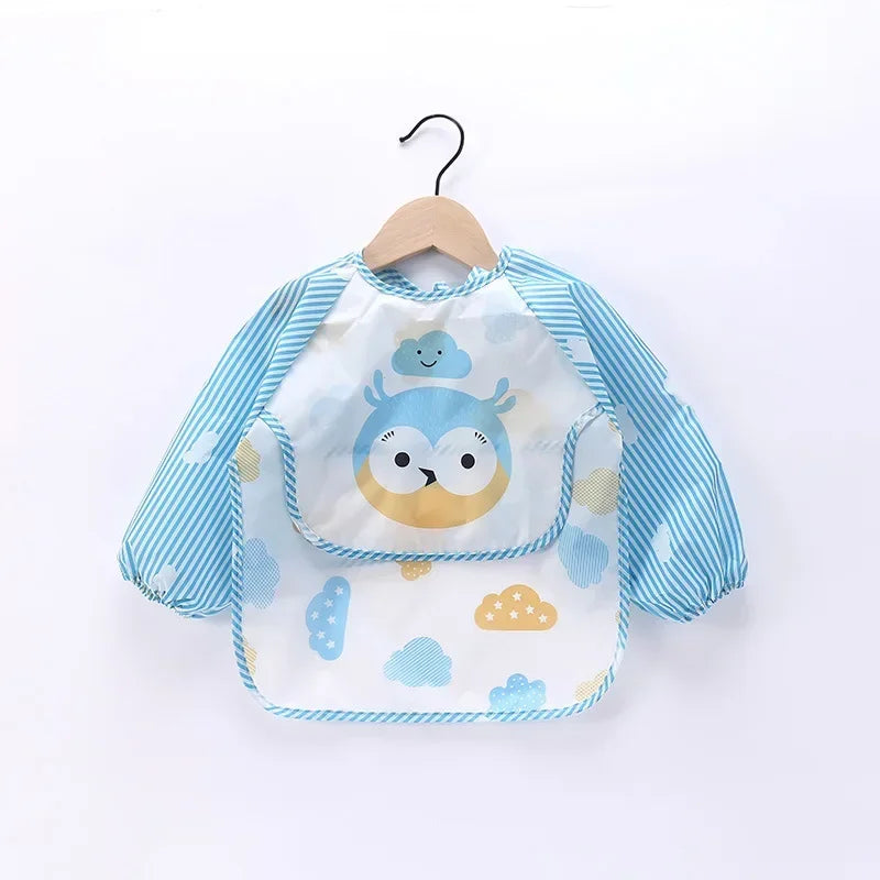 Baby Boys Girls Burp Cloth Banana Bibs for1-3Year Long Sleeve Scarf Waterproof Toddler Art Smock Feeding Bib Apron Pocket Infant