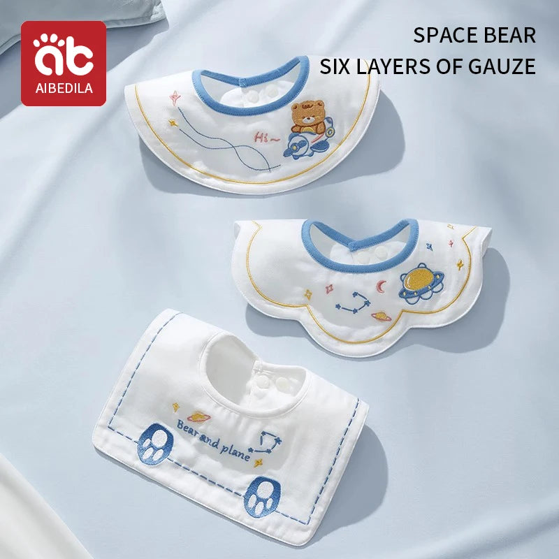 3pcs Ins Korea New Cotton Baby Bib Embroidery Bib Baby Drool Towel Boys and Girls Drool Pocket Waterproof Baby Kleding Jongen