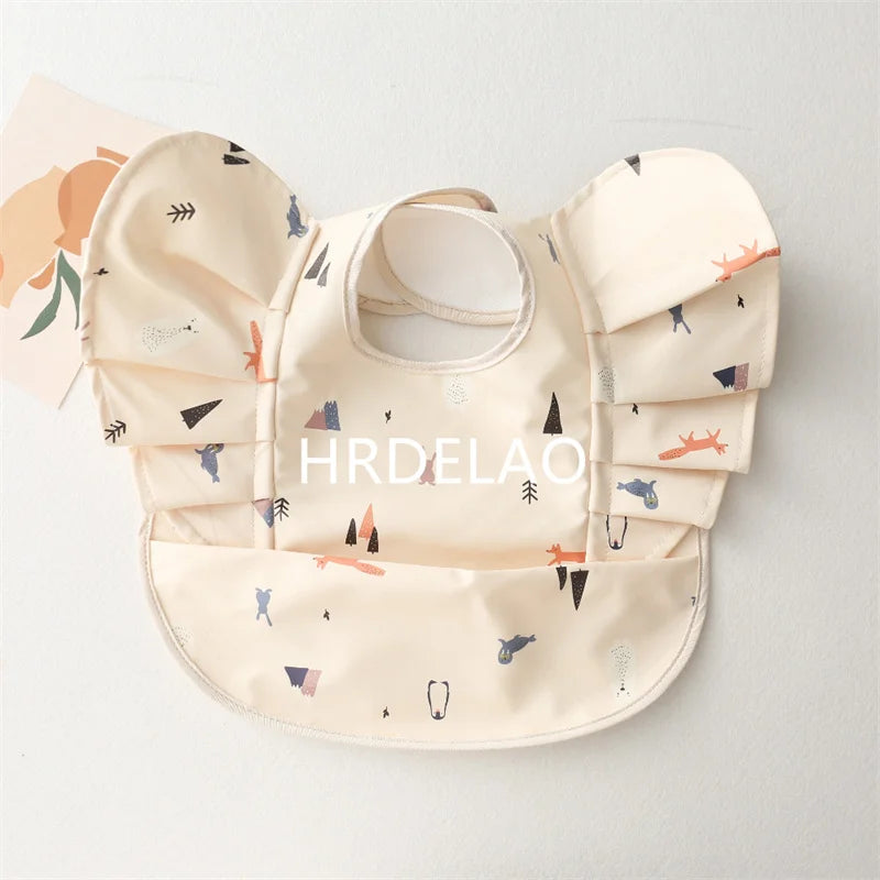 Baby Bibs INS Nordic Style Angel Feed Pocket Burp Girl Boy Infant Meals Bib Waterproof Easy Clean Cute Elephant Bib Soft PU Gift