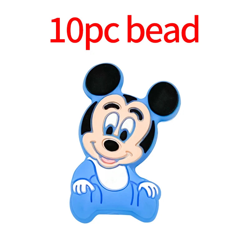 1/3/10pcs New Cartoon Mickey Minnie Silicone Beads Teether Food-Grade Chewing Teeth Bead DIY Nipple Chain Jewelry Accessories