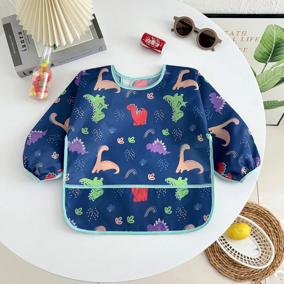 Newborn Baby Bibs Blouse Waterproof Long-sleeved Reverse Dressing Infant Eating Clothes Apron Bib Protective Clothing