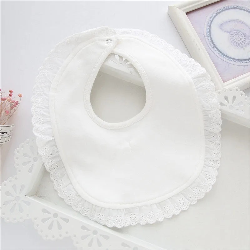 Baby Bibs Cotton Waterproof Girl Cute Bow Lace Saliva Towel Newborn Burp Bandana Scarf Infant Girls Absorbent Feeding Bib