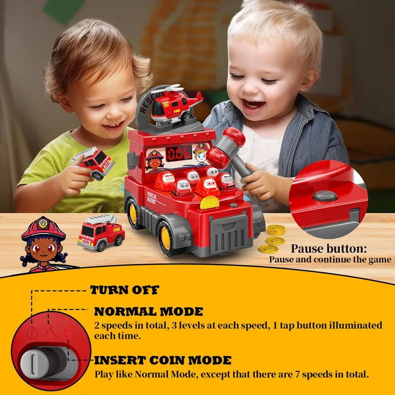 Hot Selling Kids Educational Toys Set Large Construction Vehicles Fire Trucks with Groundhog Game Consoles for Toddlers Gift