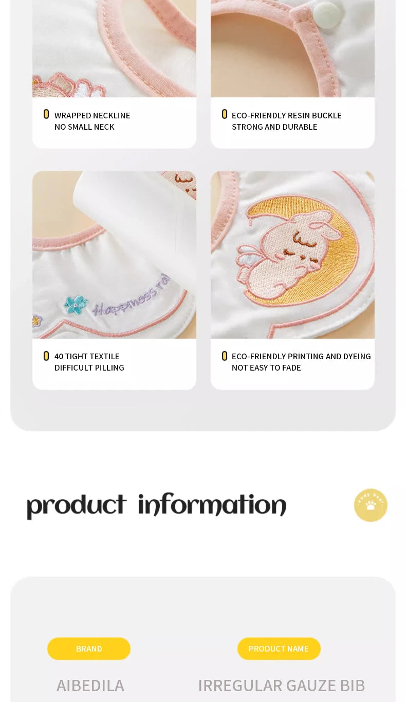 3pcs Ins Korea New Cotton Baby Bib Embroidery Bib Baby Drool Towel Boys and Girls Drool Pocket Waterproof Baby Kleding Jongen
