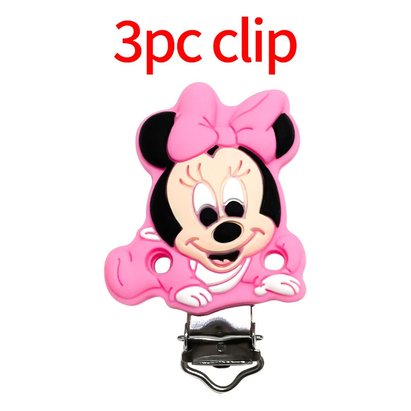 1/3/10pcs New Cartoon Mickey Minnie Silicone Beads Teether Food-Grade Chewing Teeth Bead DIY Nipple Chain Jewelry Accessories