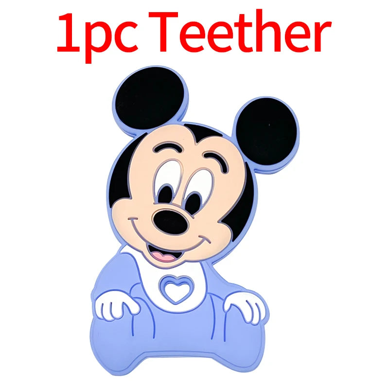 1/3/10pcs New Cartoon Mickey Minnie Silicone Beads Teether Food-Grade Chewing Teeth Bead DIY Nipple Chain Jewelry Accessories