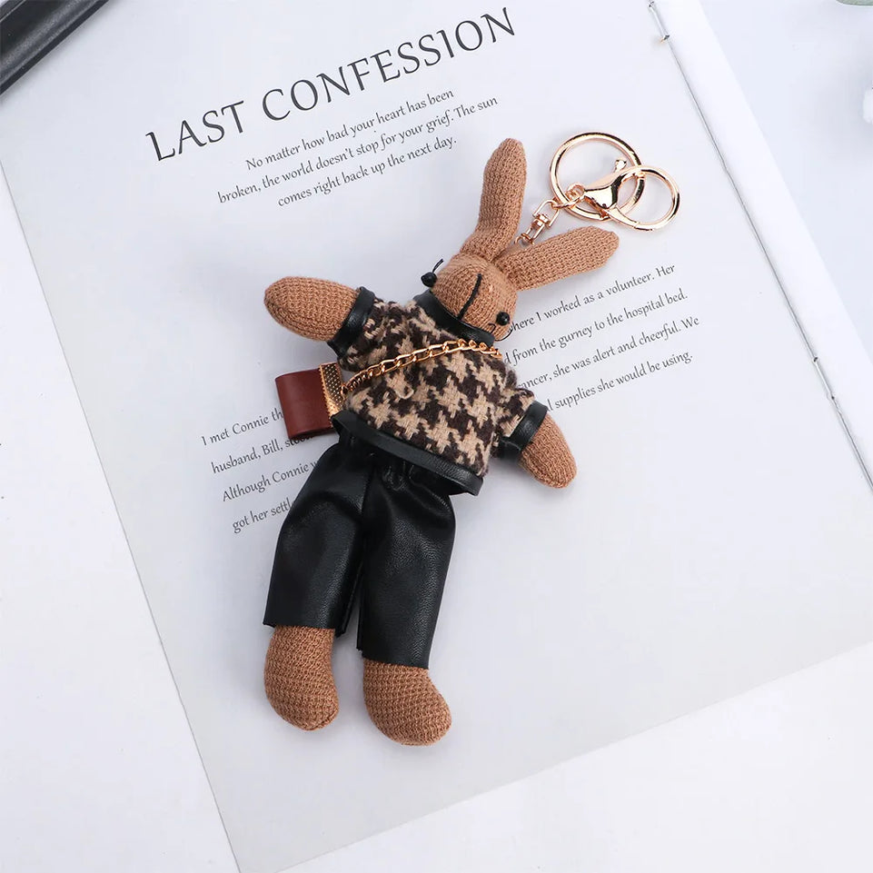 Boys Kids Animal Doll Pendant Cloth Bag Pendant Decoration Korean Style Key Ring Lady Rabbit Keychains Girls Car Accessories