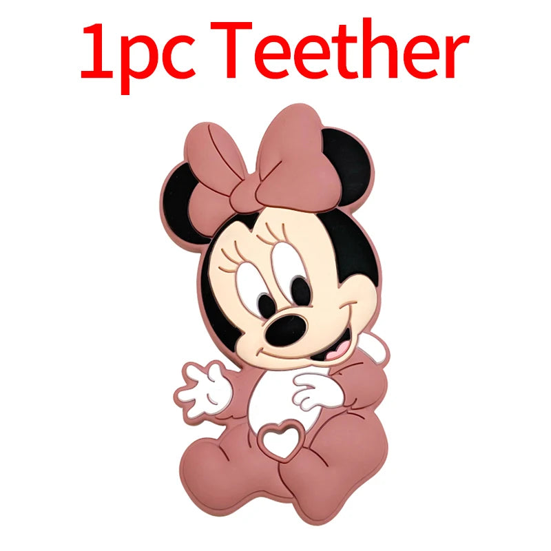1/3/10pcs New Cartoon Mickey Minnie Silicone Beads Teether Food-Grade Chewing Teeth Bead DIY Nipple Chain Jewelry Accessories