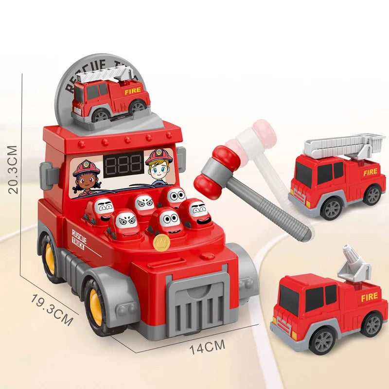 Hot Selling Kids Educational Toys Set Large Construction Vehicles Fire Trucks with Groundhog Game Consoles for Toddlers Gift