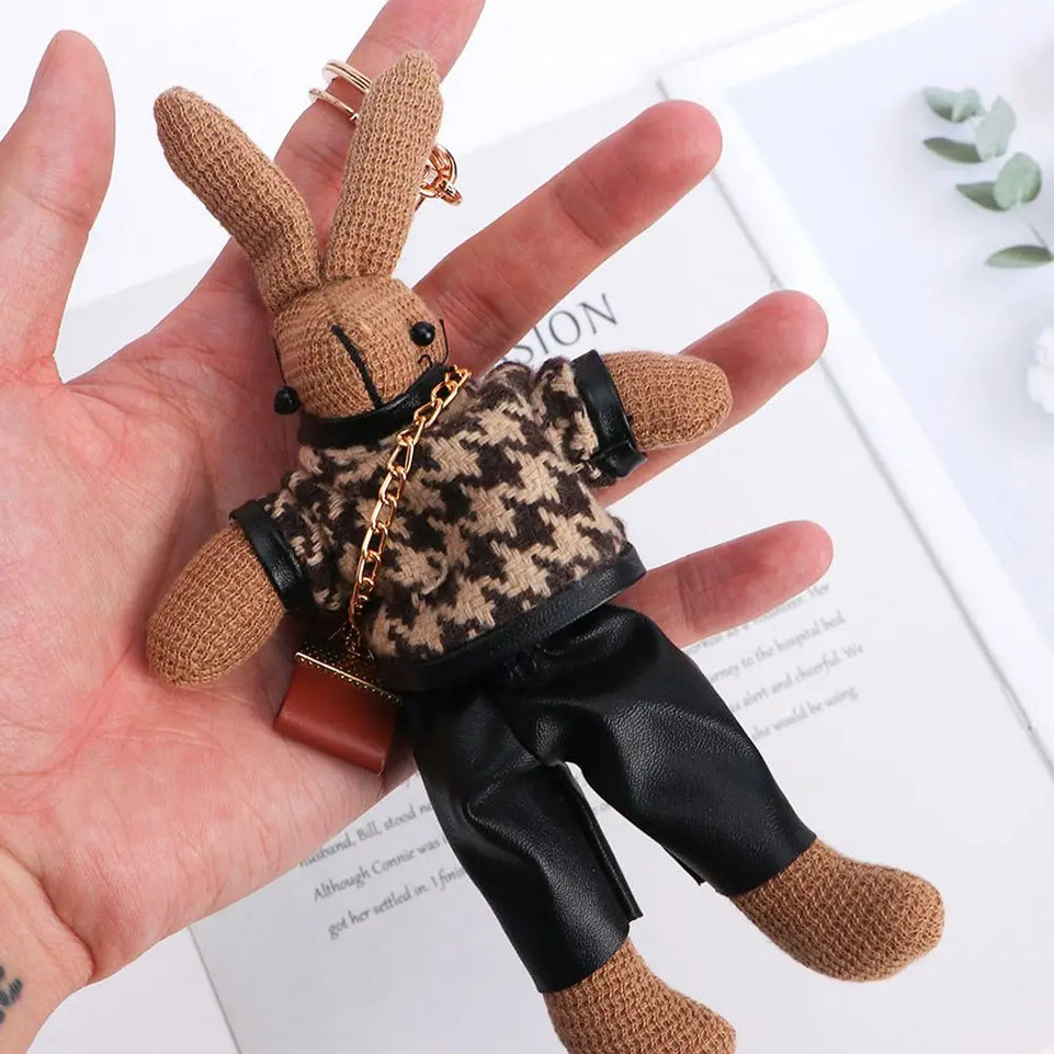 Boys Kids Animal Doll Pendant Cloth Bag Pendant Decoration Korean Style Key Ring Lady Rabbit Keychains Girls Car Accessories