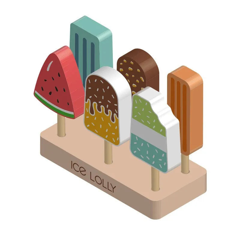 Wooden Ice Cream Counter Playset for Toddler Toys,  Montessori Pretend Play Food Toys Kitchen Accessories Early Learning AidsFV