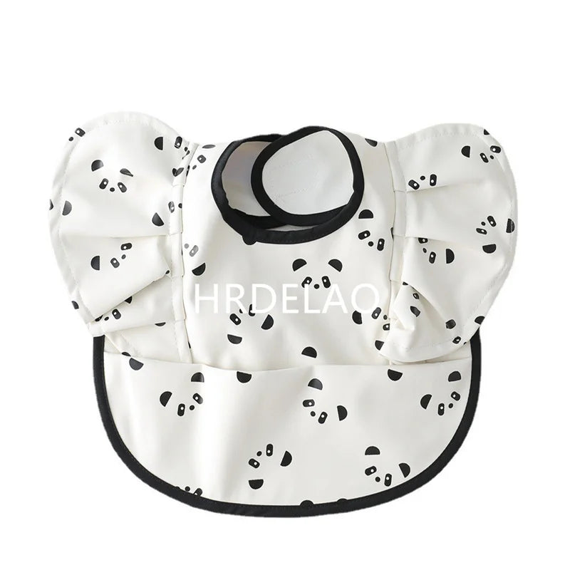 Baby Bibs INS Nordic Style Angel Feed Pocket Burp Girl Boy Infant Meals Bib Waterproof Easy Clean Cute Elephant Bib Soft PU Gift
