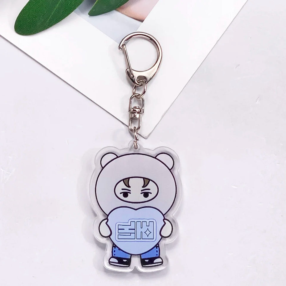 Kpop Stray Kids Acrylic Car Keychain Accessories Creative Funny Kawaii Trendy Bag Charm Backpack Pendant Keyring Gifts For Fans