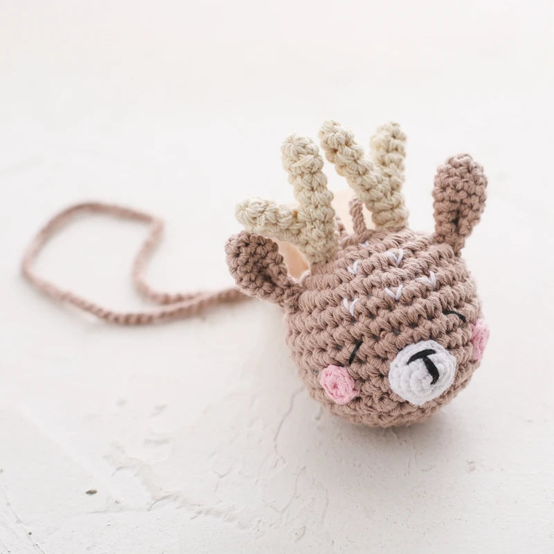 Baby Crochet Rattle Toys Rabbit Teether Toys Pacifier Chain Pendant Play Activity Gym Hanging Toys For Newborn Teething Toys